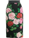 DOLCE & GABBANA DOLCE & GABBANA FLORAL PRINT SKIRT - BLACK