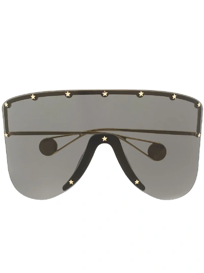 Gucci Eyewear Star Studded Detail Sunglasses - Schwarz In Black