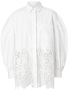 BURBERRY MACRAMÉ LACE PANEL COTTON OXFORD SHIRT