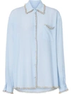 BURBERRY RING-PIERCED SILK CREPE SHIRT