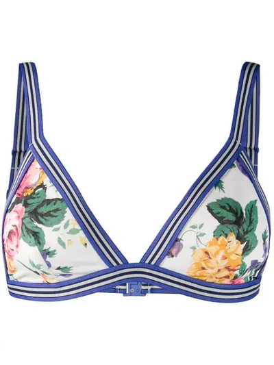 Zimmermann Allia Floral-print Triangle Bikini Top In White Floral