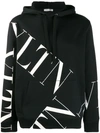 Valentino Vltn Macrogrid Hoodie In Black