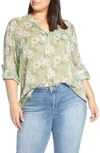 Kut From The Kloth Jasmine Roll Sleeve Top In Graysse Sage