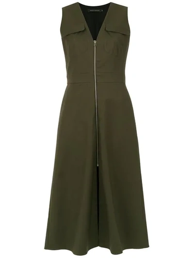 Andrea Marques Midi Zipped Dress In Green