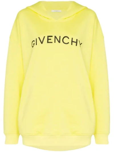 Givenchy Logo Embroidery Over Hoodie In Yellow