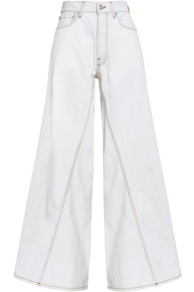 Ganni High-rise Wide-leg Jeans In Ivory