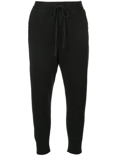 Nili Lotan Nolan Cropped Cotton-jersey Track Pants In Washed Black