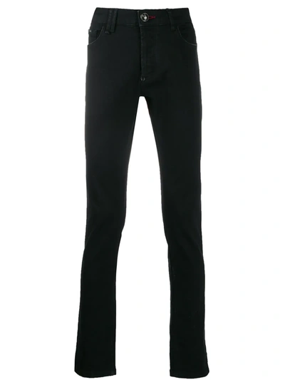 Philipp Plein Skull Outline Slim-fit Jeans In Black