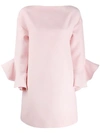 Valentino Ruffled-sleeve Wool And Silk-blend Mini Dress In Pink