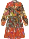 GUCCI patchwork print belted dress