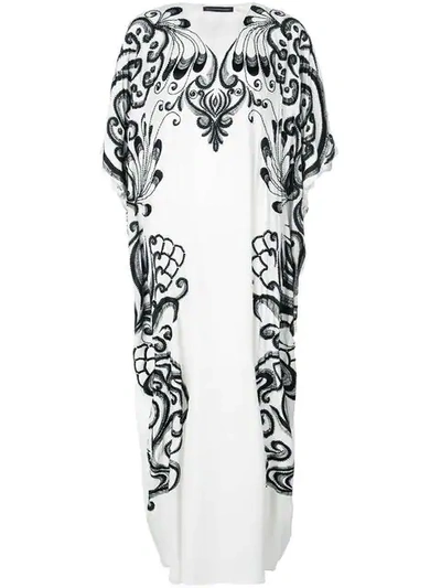 Josie Natori Couture Hand-embroidered Kaftan In White