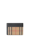 BURBERRY VINTAGE CHECK AND LEATHER MONEY CLIP CARD CASE