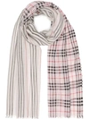 BURBERRY BURBERRY ICON STRIPE AND VINTAGE CHECK WOOL SILK SCARF - 粉色