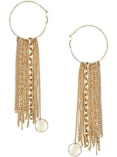 Burberry Chain Detail Gold-plated Hoop Earrings In Light Gold