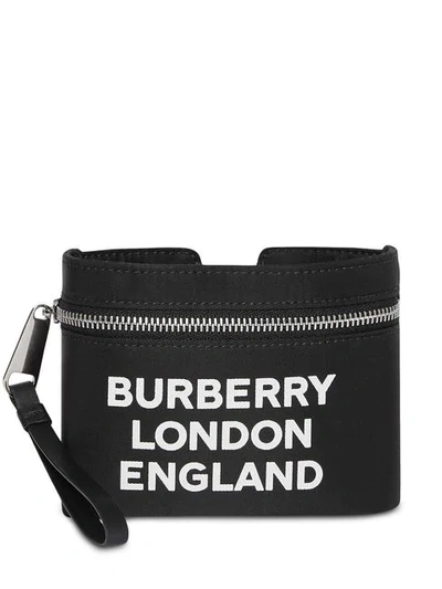 Burberry Logo Print Nylon Armband Pouch In Black