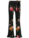 ETRO FLORAL PRINT FRILL HEM TROUSERS