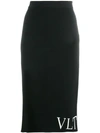 VALENTINO LOGO KNITTED PENCIL SKIRT