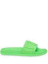 FENDI FENDI ASYMMETRIC LOGO SLIDES - 绿色