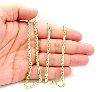 Pre-owned 18k Gold Rope Chain Necklace 18k Solid Gold Rope Chain Necklace Men Women 3mm 7" 8" 16" 18" 20" 22" 24" 30"