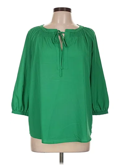 Pre-owned 19 Cooper 3/4 Sleeve Blouse In Green