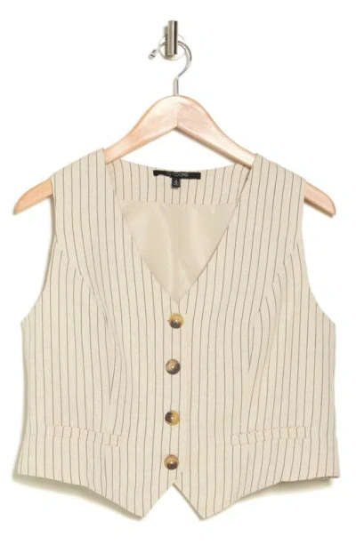 19 Cooper Yarn Dye Woven Vest In Natural/white
