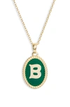 ARGENTO VIVO ARGENTO VIVO INITIAL GREEN PENDANT NECKLACE,826277GGRK