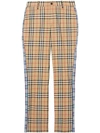 BURBERRY STRAIGHT FIT CONTRAST CHECK COTTON TROUSERS