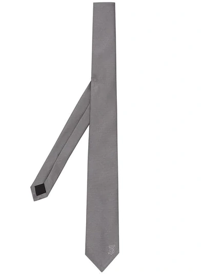 Burberry Classic Cut Monogram Motif Silk Tie In Grey