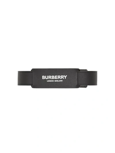 Burberry Logo Print Leather Bracelet In Black