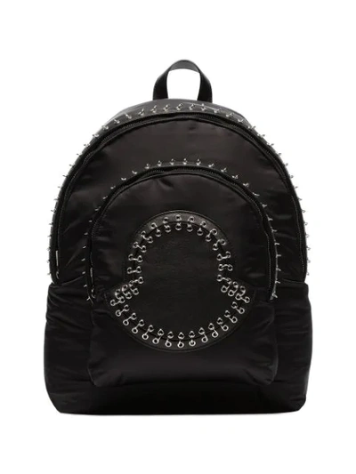 Moncler Zaino Eyelet-embellished Backpack In Black