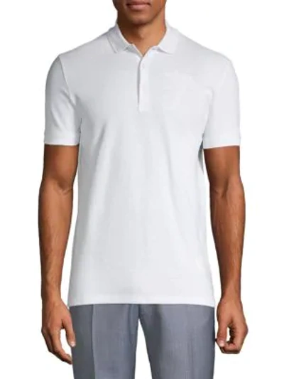 Versace Embroidered Cotton Polo In White
