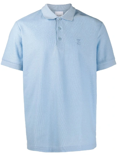 Burberry Logo Embroidered Polo Shirt - Blue