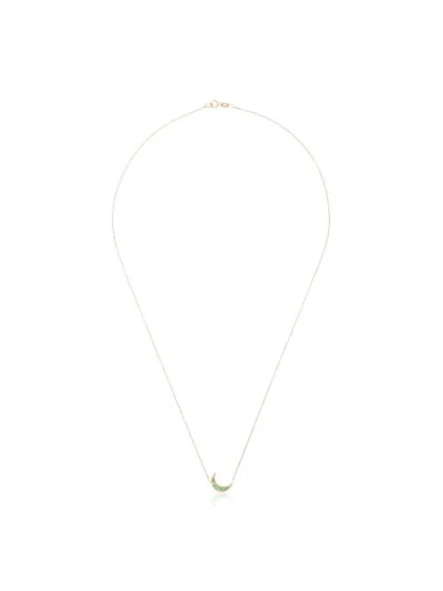 Andrea Fohrman 18k Yellow Gold Mini Crescent Moon Emerald Necklace