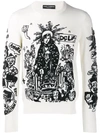 DOLCE & GABBANA GRAPHIC EMBROIDERED VIRGIN MARY 'AMORE' SWEATSHIRT