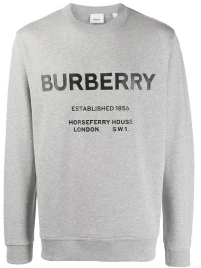 Burberry Horseferry Print Cotton Sweatshirt In Grey