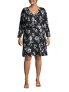 ADRIANNA PAPELL PLUS FLORAL LONG-SLEEVE WRAP DRESS,0400010984450