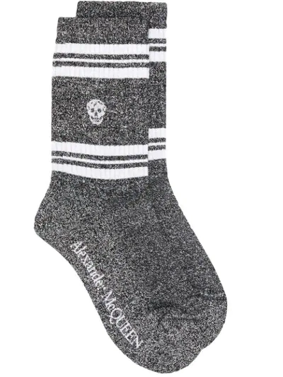 Alexander Mcqueen Skull Knitted Socks In Nero