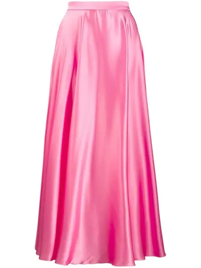 Msgm Pm Long Satin Skirt In Pink