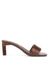 Senso Maisy I Croc-embossed Slide Sandals In Brown