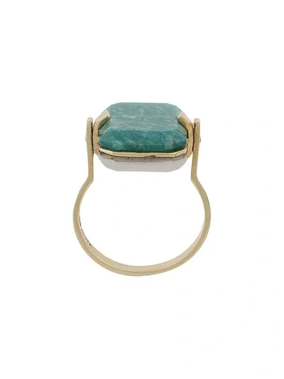 Aliita Deco Sandwich 9kt Gold Ring With Agate And Amazonite In Green