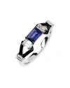 NIKOS KOULIS OUI 18K WHITE GOLD BLACK ENAMEL & SAPPHIRE RING W/ DIAMONDS,PROD221910208