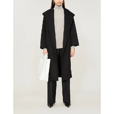 Max Mara Marilyn Hooded Cashmere Wrap Coat In Black