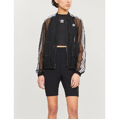 Adidas Originals 3-stripe Semi-sheer Tulle Jacket In Black | ModeSens