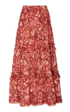 ULLA JOHNSON AMALIA FLORAL-PRINT COTTON-BLEND MIDI SKIRT,751762