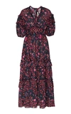 Ulla Johnson Kemala Bow-detailed Printed Cotton-gauze Midi Wrap Dress In Midnight