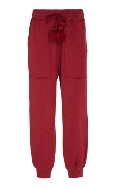 Ulla Johnson Charley Cotton Jogger Trousers In Burgundy