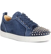 Christian Louboutin Louis Junior Spikes Sneaker In Bavarois/ Blue