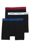 Calvin Klein 3-pack Boxer Briefs In Green/ Stripe/ Blue Depth