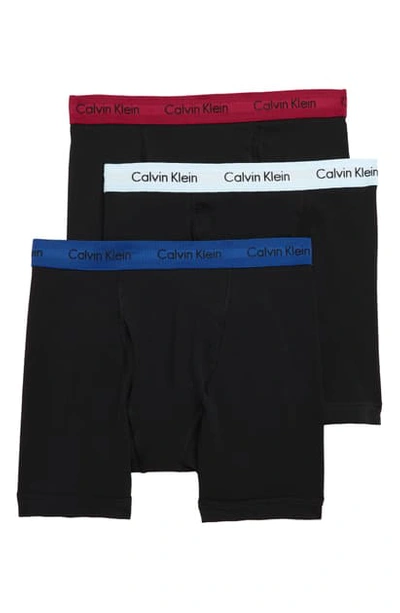 Calvin Klein 3-pack Boxer Briefs In Green/ Stripe/ Blue Depth