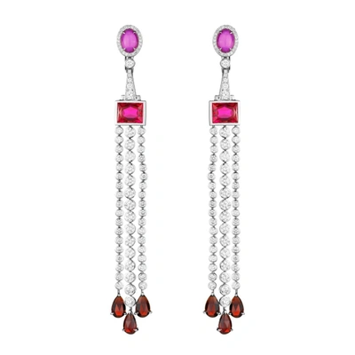 Atelier Swarovski Flowering Fuchsia Long Earrings Swarovski Created Ruby